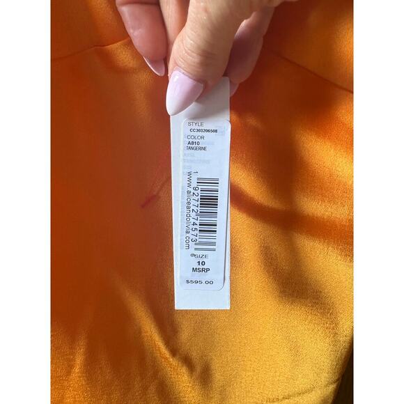 NEW Alice and Olivia Montana lace up maxi dress with train tangerine size 10 - Picture 10 of 11